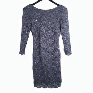 Jump Apparel Gray Sparkly Sequin Open Back Bodycon Mini Dress 3/4